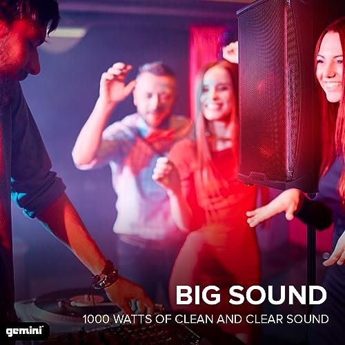 GD-L115BT: 1,000 Watt LED Light Up Active Bluetooth PA System, Class D Amplifier and Built in 3-Channel Audio Mixer