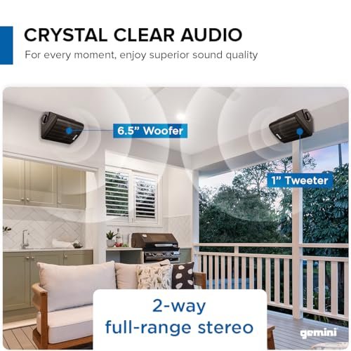 GHSI-W650BT-PR-BLK Waterproof Mountable Outdoor Bluetooth Speakers with Remote Control (Black)
