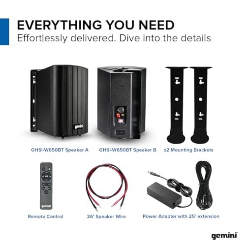 GHSI-W650BT-PR-BLK Waterproof Mountable Outdoor Bluetooth Speakers with Remote Control (Black)